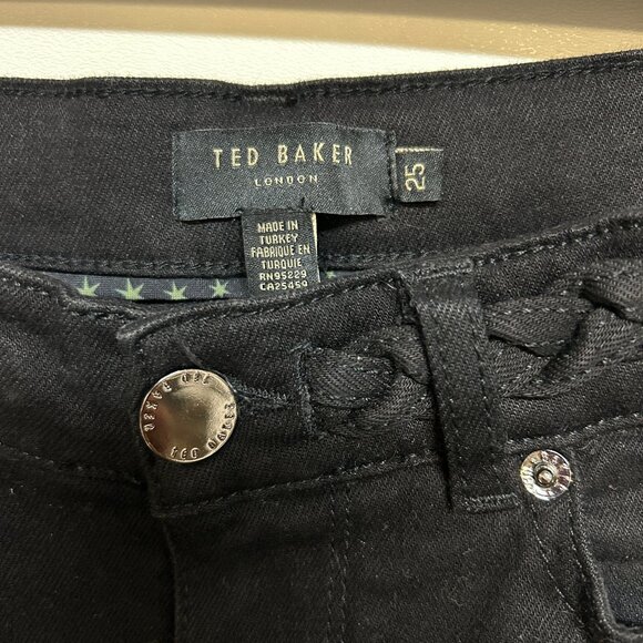 Ted Baker "Ursi" Black Straight Leg Jeans, Size 25, Five Pockets - Picture 3 of 5